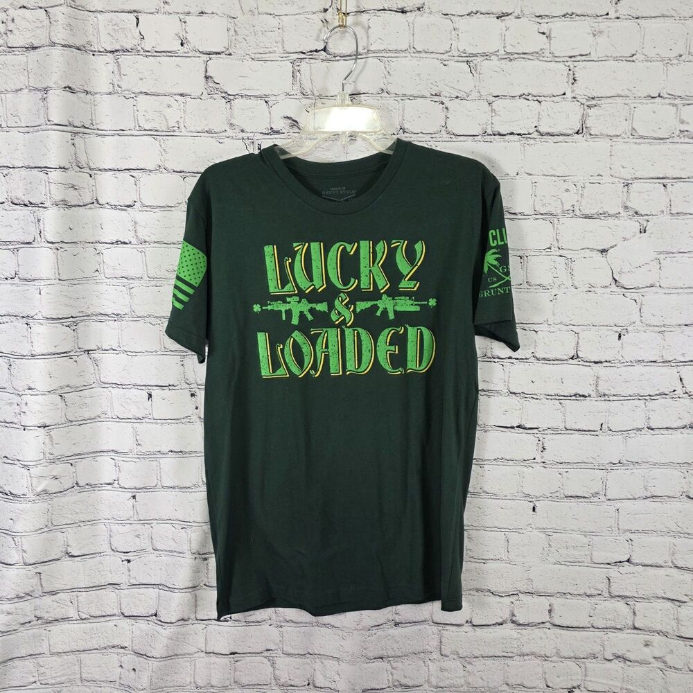 Grunt Style Shirt Men's Medium Green Lucky Loaded SS T-Shirt